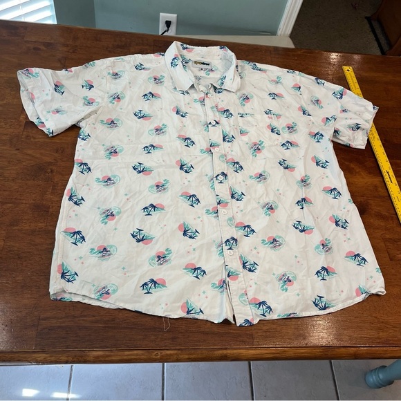 Tipsy Elves white blue pink island palm tree monkey button up size 3XL - Picture 1 of 7
